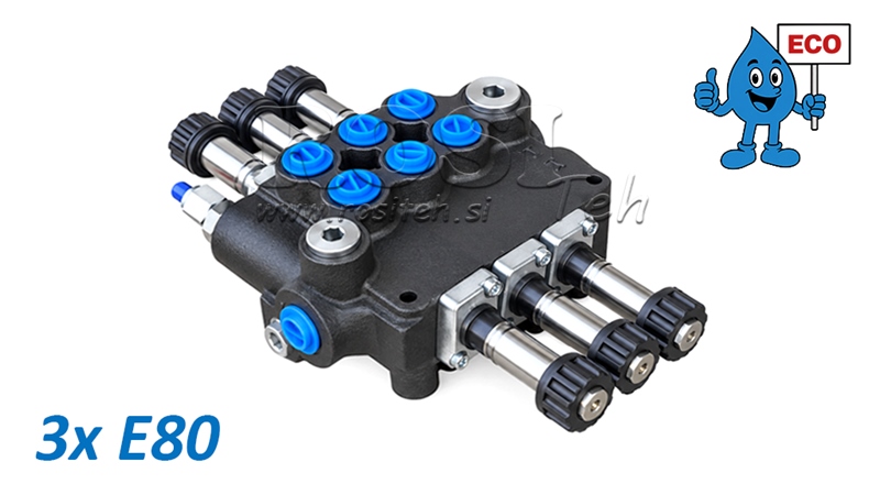 HYDRAULISK MAGNETVENTIL (UDEN SPOLER) – 3-SEKTIONS RETNINGSVENTIL 3xE80 ECO