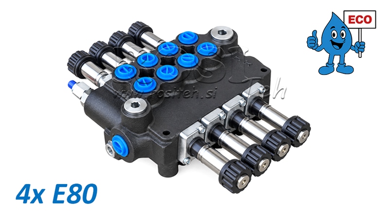 HYDRAULISK MAGNETVENTIL (UDEN SPOLER) – 4-SEKTIONS RETNINGSVENTIL 4xE80 ECO