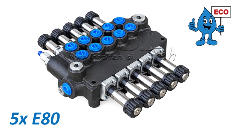 HYDRAULISK MAGNETVENTIL (UDEN SPOLER) – 5-SEKTIONS RETNINGSVENTIL 5xE80 ECO
