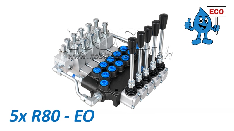 HYDRAULISK ELEKTRO-MANUEL VENTIL (UDEN SPOLER) – 5-SEKTIONS RETNINGSVENTIL 5xR80-EO ECO