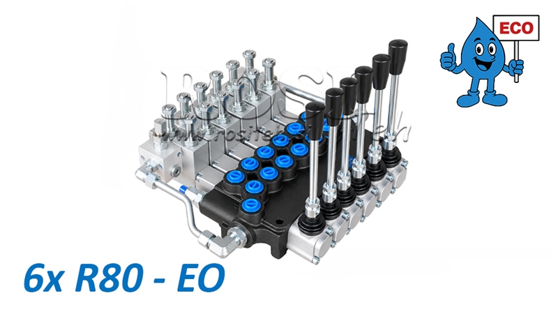 HYDRAULISK ELEKTRO-MANUEL VENTIL (UDEN SPOLER) – 6-SEKTIONS RETNINGSVENTIL 6xR80-EO ECO