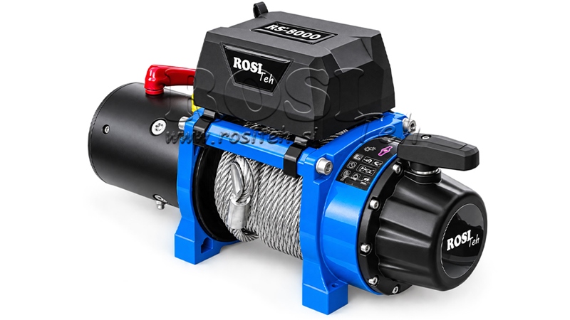 12 V ELEKTRISK SPIL RS-8000 - 3620 KG - STÅLWIRE - ECO