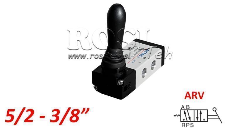 PNEUMATISK HÅNDVENTIL 5/2 3/8 PRT-0852-ARV RETUR MED FJEDER