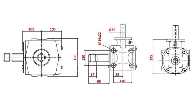 VINKELREDUCER 1:1.56 (56HK-43kW)