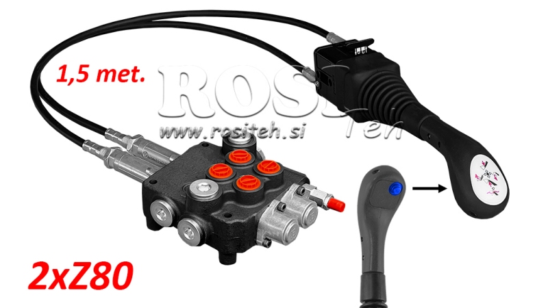 JOYSTICK 1x TIPKA S PLETENICO 1,5 met. IN HIDRAVLIČNI VENTIL 2xZ80 lit.