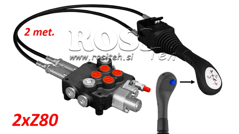 JOYSTICK 1x KNAP - BOWDENKABEL 2 m + HYDRAULISK VENTIL 2xZ80 + FLYDEFUNKTION