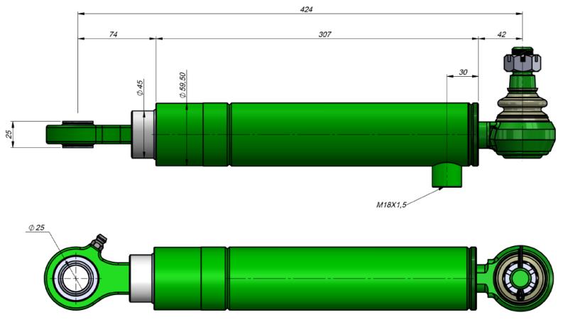 HYDRAULISK STYRINGSCYLINDER JOHN DEERE