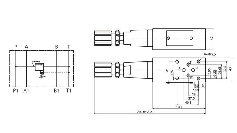 SIKKERHEDSVENTIL CETOP 3 (P) 15-315 BAR