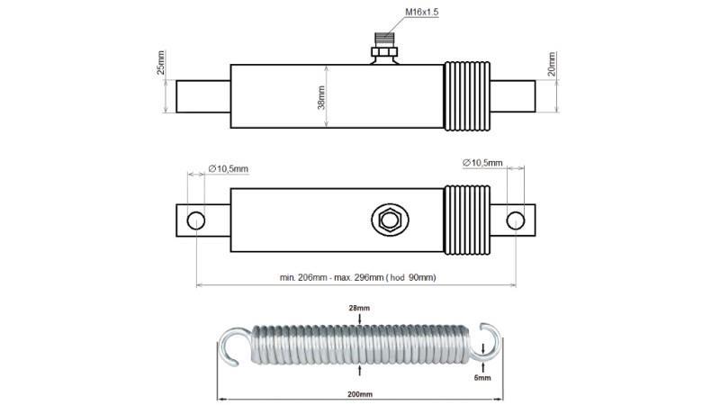 HYDRAULISK CYLINDER TIL ÅBNING AF KLAP 38/25-90