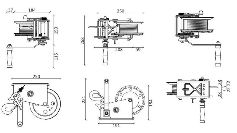 HÅNDVIND DWK 35 V - 1588 kg - SYNTHETISK BÆLTE