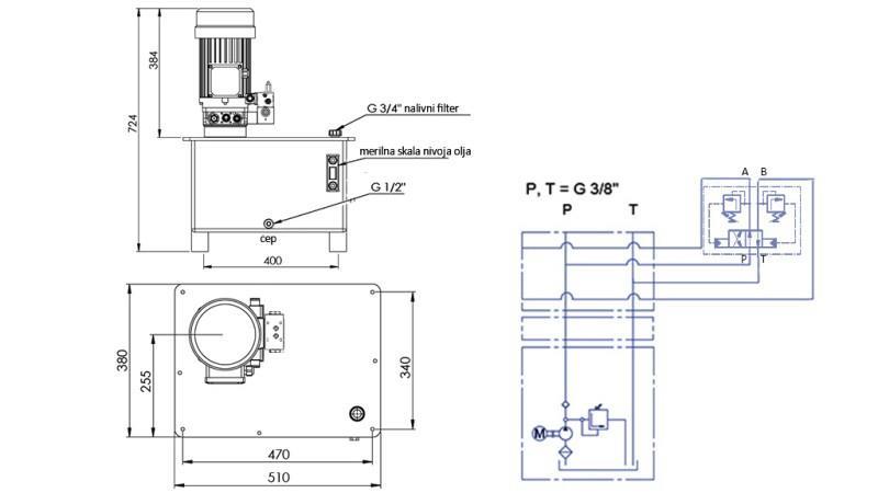 HYDRAULISK AGGREGAT -RHA- 40lit TIL HØBROOM