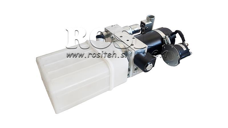 MINI HYDRAULISK AGGREGAT 12V DC - 0.8kW = 0.5cc - 1.5 liter - enfase enhed (PVC) med manuel pumpe