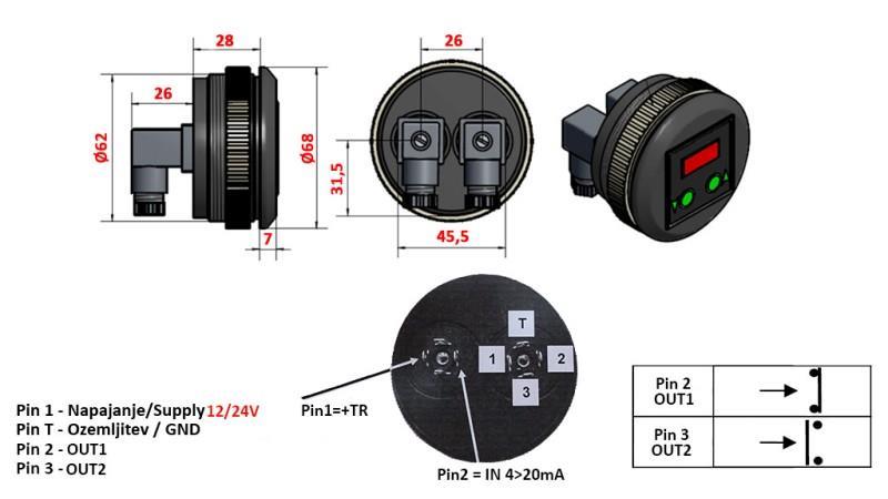 ELEKTRONISK TRYKSWITCH MED MANOMETER KD59 0-400 BAR