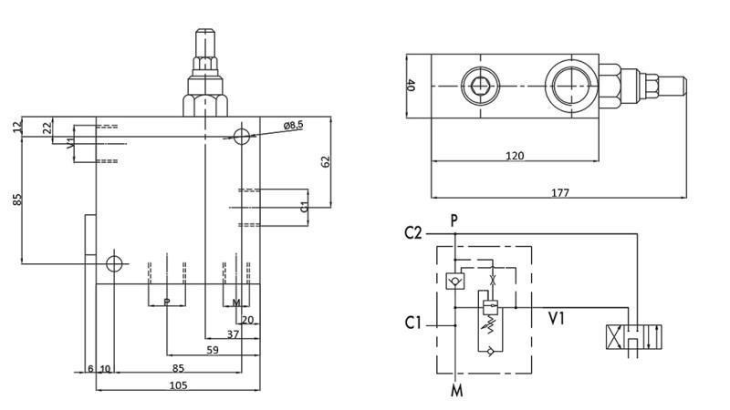 DOBBELT HASTIGHEDSVENTIL CUBE HI-LO VRSP V1230 95lit - 350bar