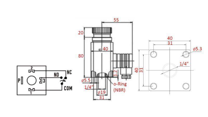 HYDRAULISK TRYKSWITCH K55 20-200 BAR (MAX.400BAR)