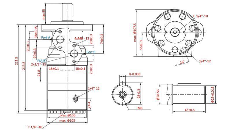 HYDROMOTOR B/MR 125 - MED BREMSER