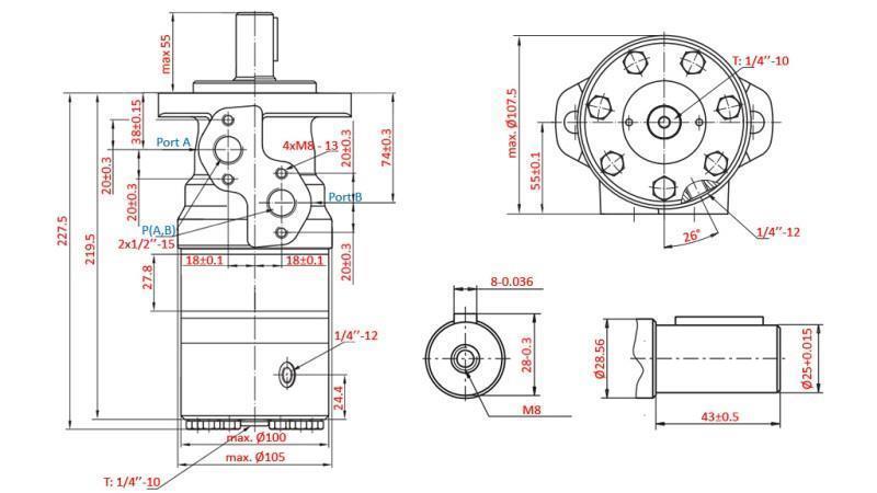 HYDROMOTOR B/MR 160 - MED BREMSER