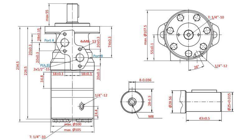 HYDROMOTOR B/MR 200 - MED BREMSER
