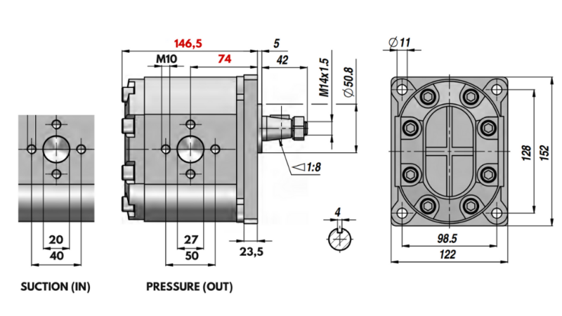 HYDRAULISK PUMPE GR.3 46 CC HØJRE - PRIROBNICER