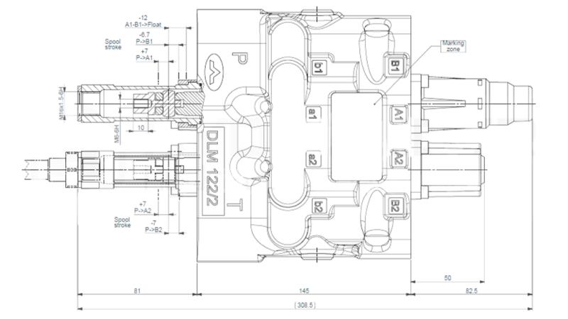 HYDRAULISK KONTROL VENTIL DLM-122/2 2XP80 L/MIN LASTFØLSOM MED FLYDE FUNKTION