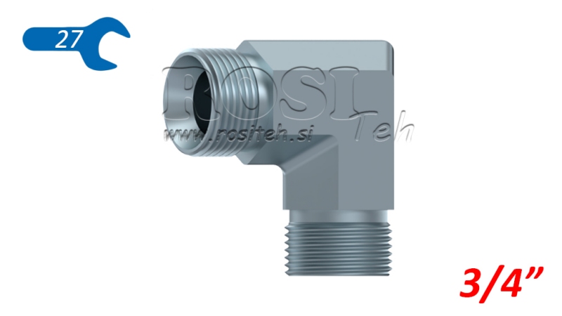 HYDRAULISK BEND 90° BSP KORT HAN-HAN 3/4