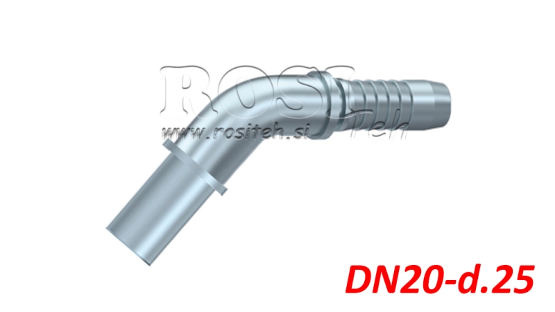 HYDRAULISK KOBLER SLANGE OVERGANGS BEND 45° DN20-d.25
