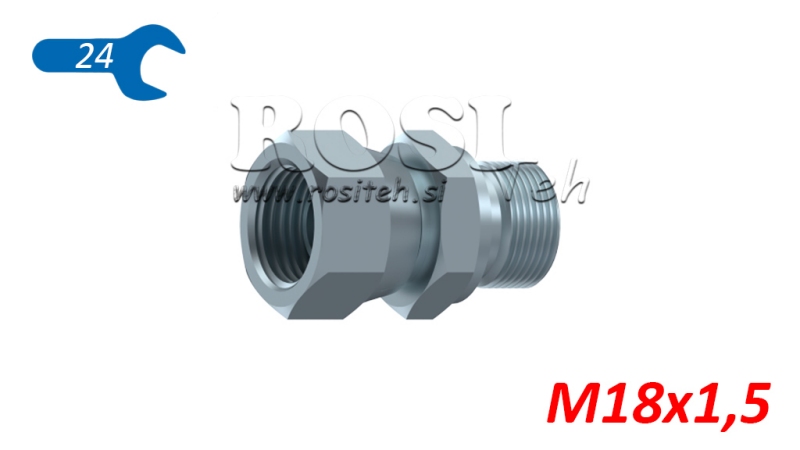 HYDRAULISK DOBBELKONNEKTOR SVENDEMØTRIK M18X1,5