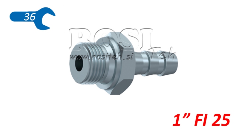 HYDRAULISK HUNDE FORBINDELSE 1 TIL GUMMISLANGE Φ 25
