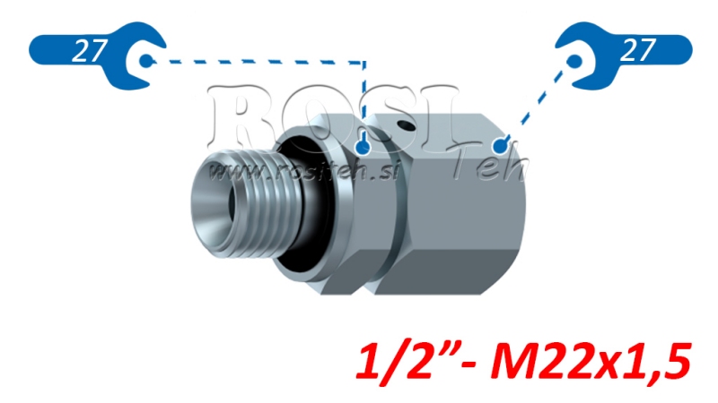 HYDRAULISK DVO-VIJAČNIK UVOJNI VIJAČNI SPOJ AOVR ED BSP1/2 - M22X1,5