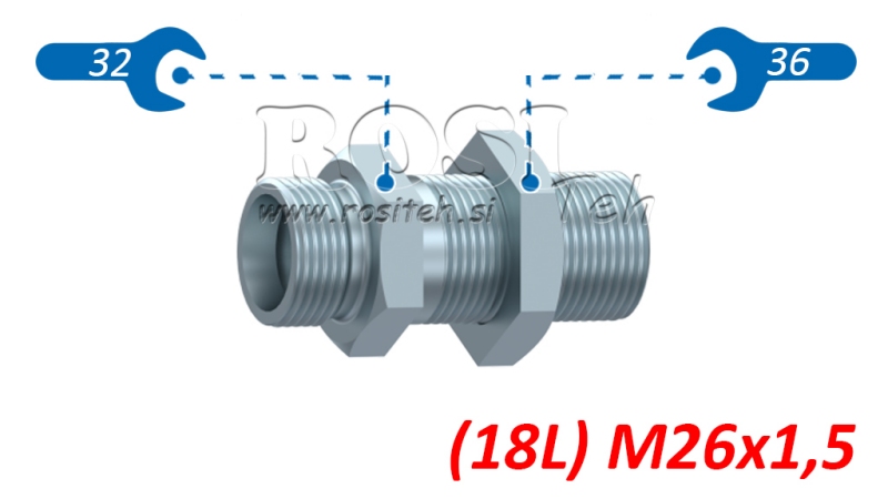 HYDRAULISK GENNEMFØRING DOBBEL KOBLING (18L) M26X1,5