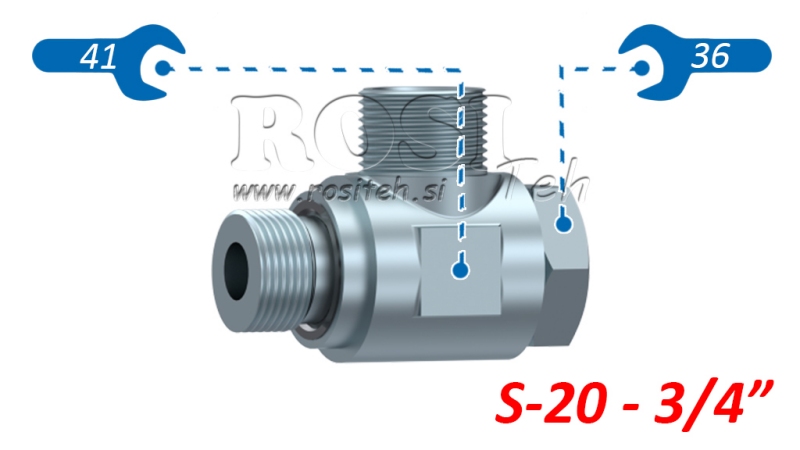 HIDRAVLIČNI VRTLJIVI KOTNI  PRIKLJUČEK SWVE (20S) M30x2 - BSP3/4