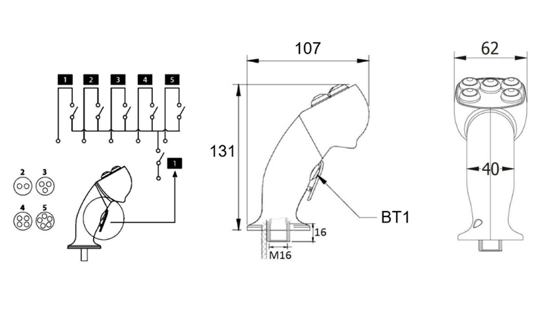 FJERNBETJENING ROSI JOYSTICK - 5 KNAPPER + KNAP
