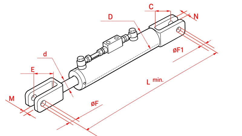 HYDRAULISK LØFTESTANG - GOLDONI 60/30MIN.390 TYPE (1) Φ 20/19