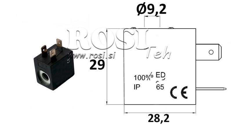 ELEKTROMAGNETISK SPOLE 12VDC TIL VENTIL - fi 19.2mm-29mm 3W