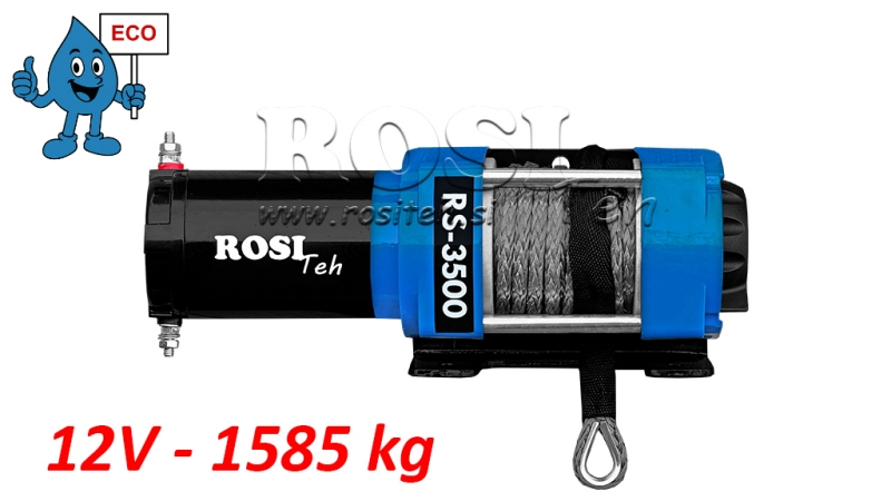 12 V ELEKTRISK SPIL RS-3500 - 1585 kg - SYNTETISK REB - ECO