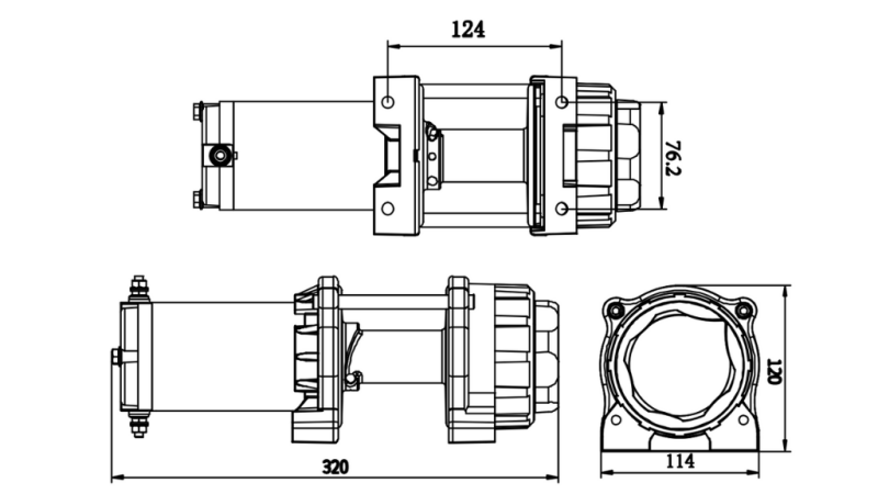 12 V ELEKTRISK SPIL RS-3500 - 1585 kg - SYNTETISK REB - ECO