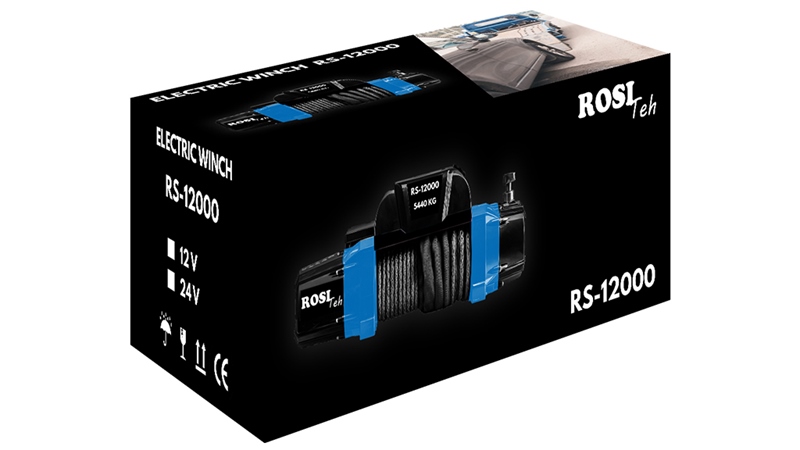24 V ELEKTRISK SPIL RS-12000 - 5440 kg - SYNTETISK REB - ECO