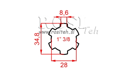 KARDANADAPTER 1-3/8 STANDARD (450 mm)