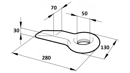 VLEČNA KLJUKA FIKSNA FI50 70x30 L280 - 14.000/2.000KG