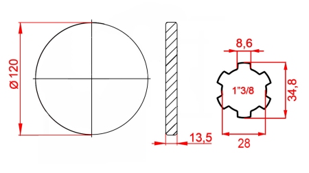 KARDANADAPTER MED FLANGE 1-3/8 (125 mm)
