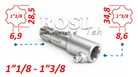 KARDANSKI NASTAVEK Z ZATIČEM iz 1-3/8  na 1-1/8 (150 mm)