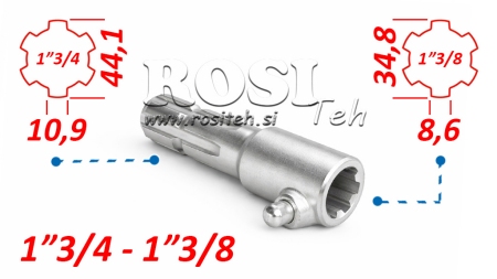 KARDANADAPTER MED TAP FRA 1-3/8 TIL 1-3/4 (165 mm)