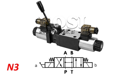 HYDRAULIK HÅNDBETJENING OG ELEKTROMAGNETISK VENTIL CETOP 12/24/230V N3
