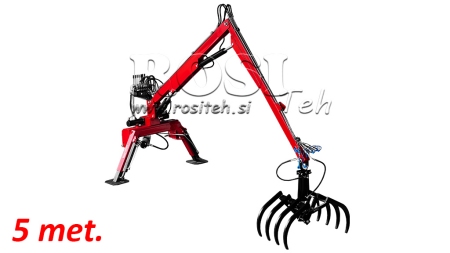 TRAKTORSKI HIDRAVLIČNI NAKLADALNIK Z VILAMI HUT 5m