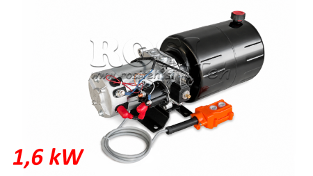MINI HYDRAULISK POWER-PACK 12V DC - 1.6kW = 2.1cc - 8 liter - enfase enhed (metal)