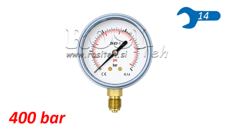 MANOMETER DN63 VERTIKAL 0 - 400 BAR - 1/4