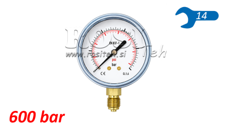 MANOMETER DN63 VERTIKAL 0 - 600 BAR - 1/4