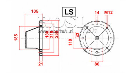 HYDRAULISK FLANGE - KLOKKE LS252 (EM2,2-4 KW/GR2)