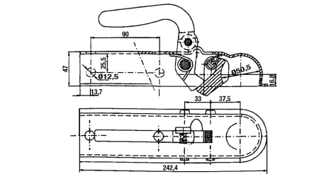TRÆKHAK TIL BILTRAILER KVADRAT 50