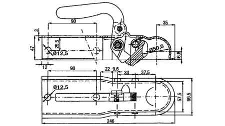 TRÆKHAK TIL BILTRAILER KVADRAT 60